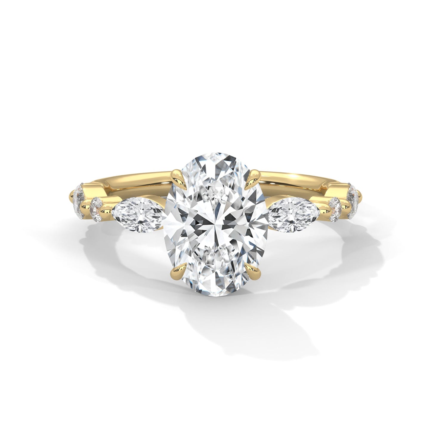 Oval Marquise Shoulder Solitaire Ring