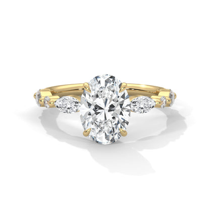 Oval Marquise Shoulder Solitaire Ring