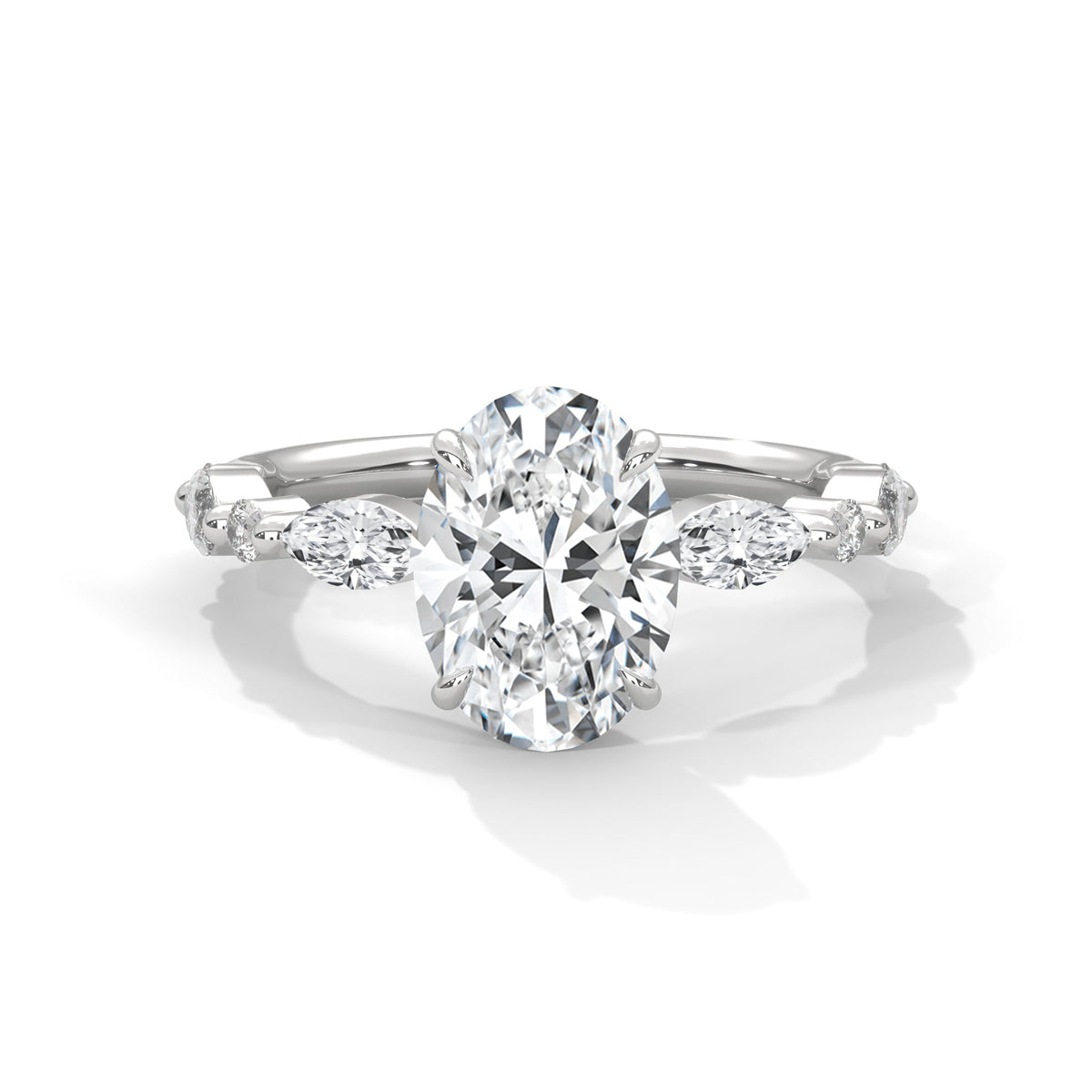 Oval Marquise Shoulder Solitaire Ring