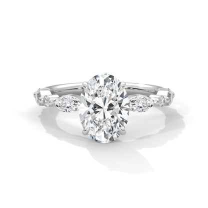 Oval Marquise Shoulder Solitaire Ring