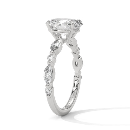 Oval Marquise Shoulder Solitaire Ring