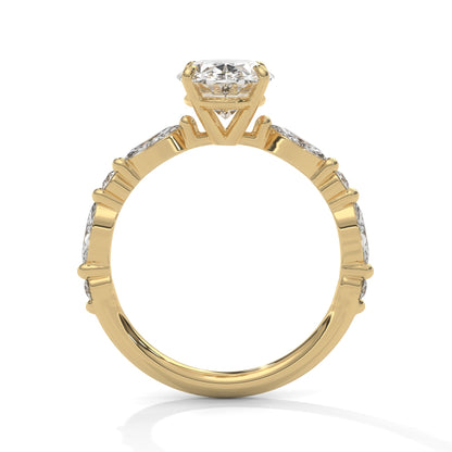 Oval Marquise Shoulder Solitaire Ring