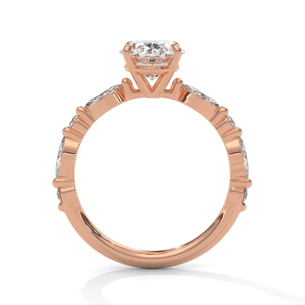 Oval Marquise Shoulder Solitaire Ring
