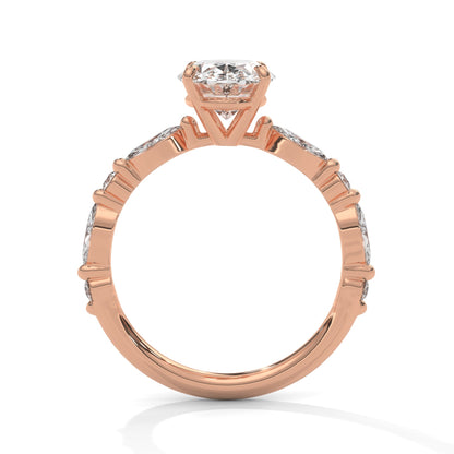 Oval Marquise Shoulder Solitaire Ring