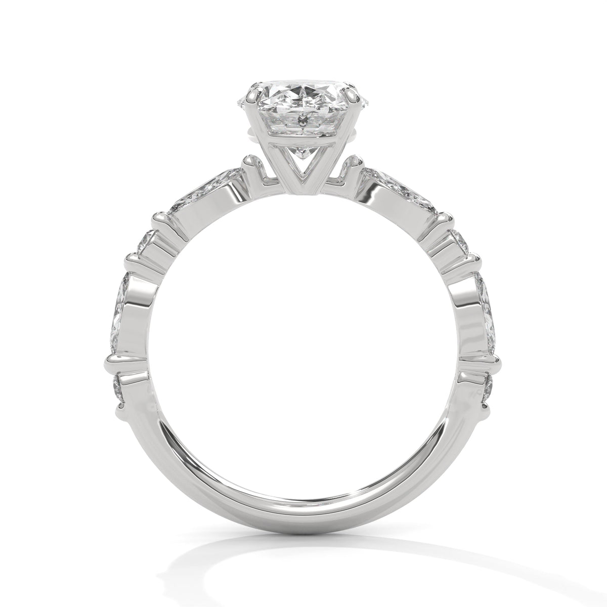 Oval Marquise Shoulder Solitaire Ring