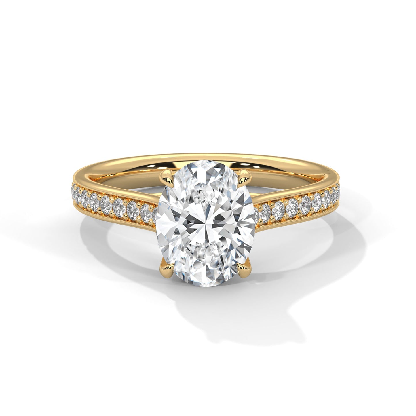 Oval Pave Set Solitaire Ring