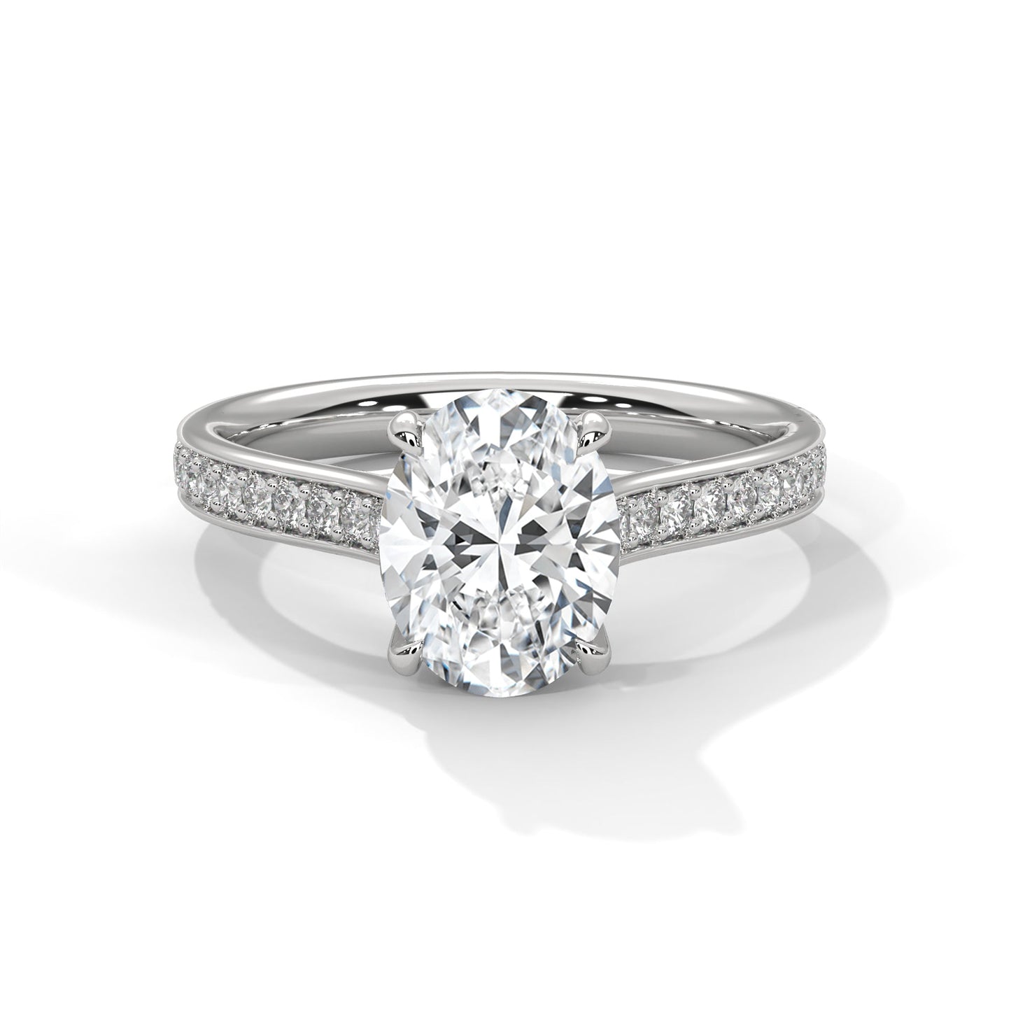 Oval Pave Set Solitaire Ring