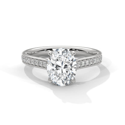 Oval Pave Set Solitaire Ring