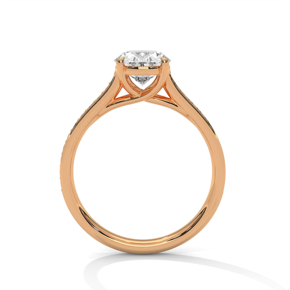 Oval Pave Set Solitaire Ring