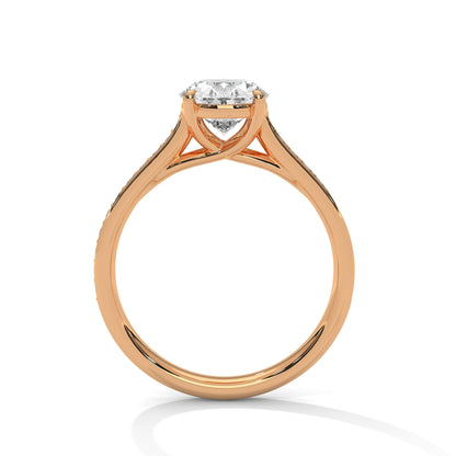 Oval Pave Set Solitaire Ring