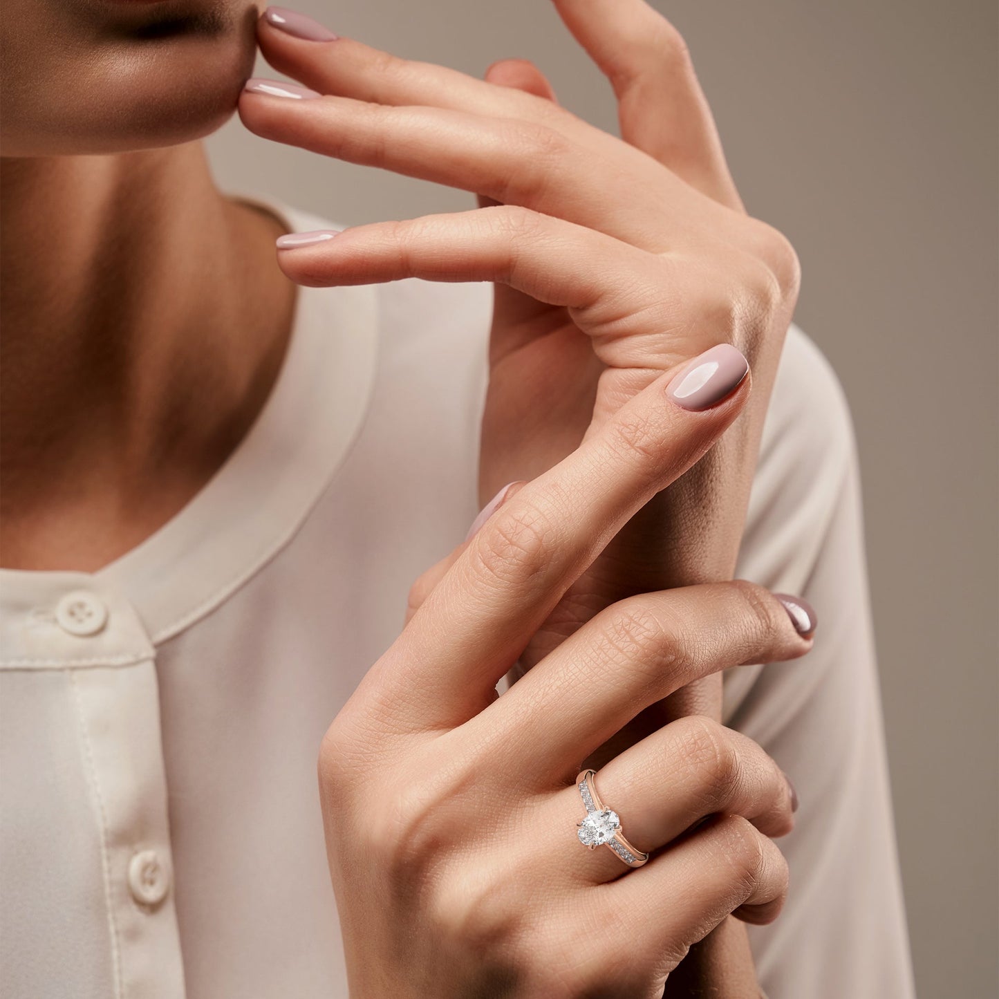 Oval Chanel Set Solitaire Ring
