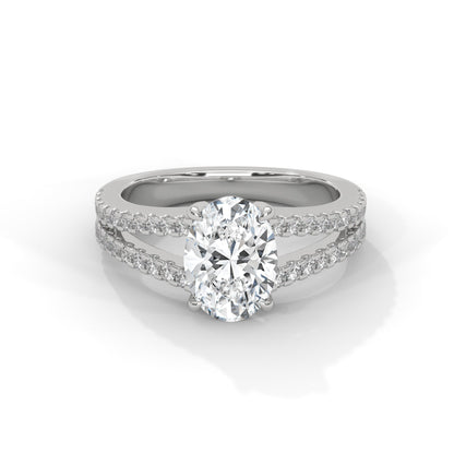 Oval Diverging Solitaire Ring