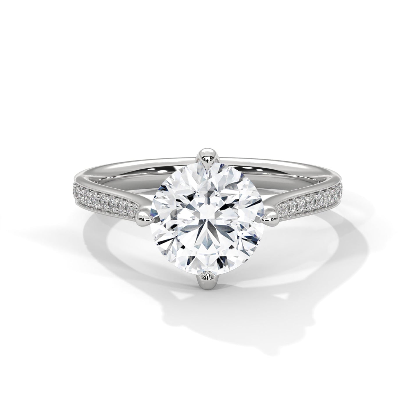 Round Pave Set Solitaire Ring