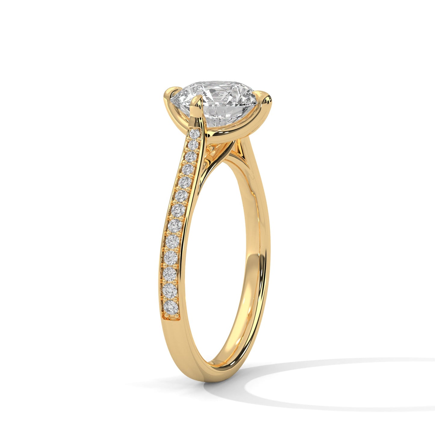 Round Pave Set Solitaire Ring