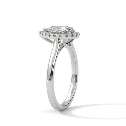 Oval Pave Set Solitaire Ring