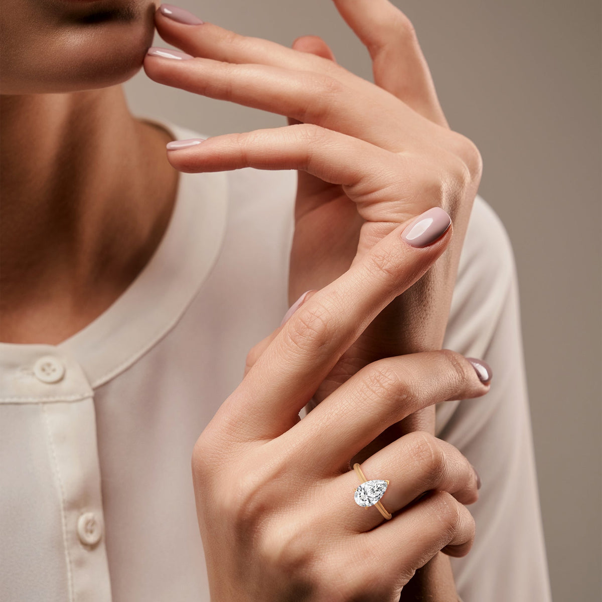 Classic Pear Solitaire Ring