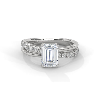 Emerald Cross Solitaire Ring