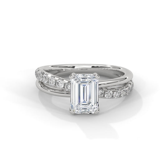 Emerald Cross Solitaire Ring
