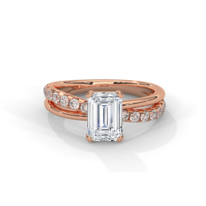 Emerald Cross Solitaire Ring