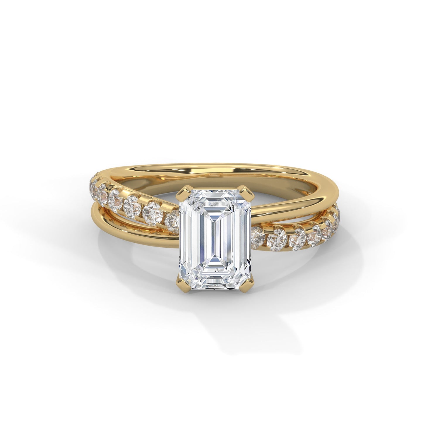 Emerald Cross Solitaire Ring