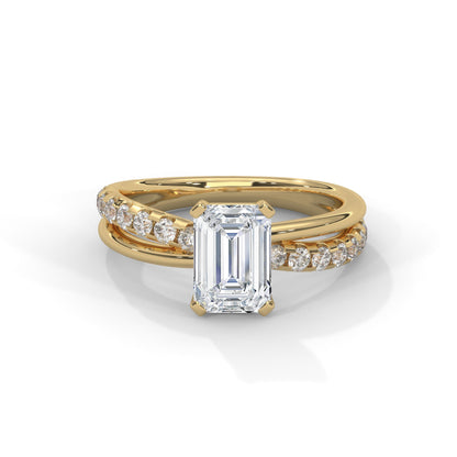 Emerald Cross Solitaire Ring