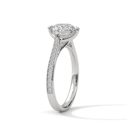 Round Pave Set Solitaire Ring