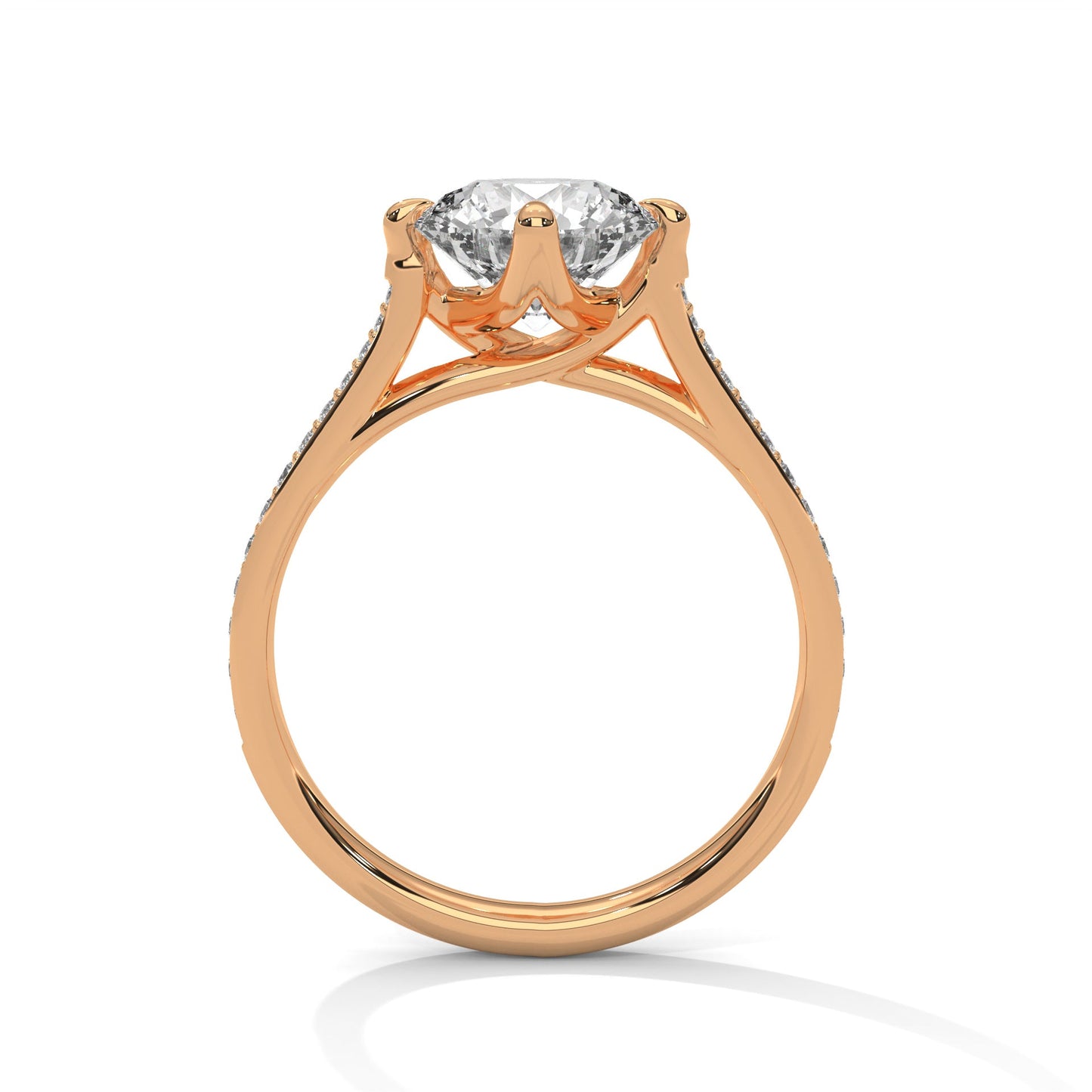 Round Pave Set Solitaire Ring