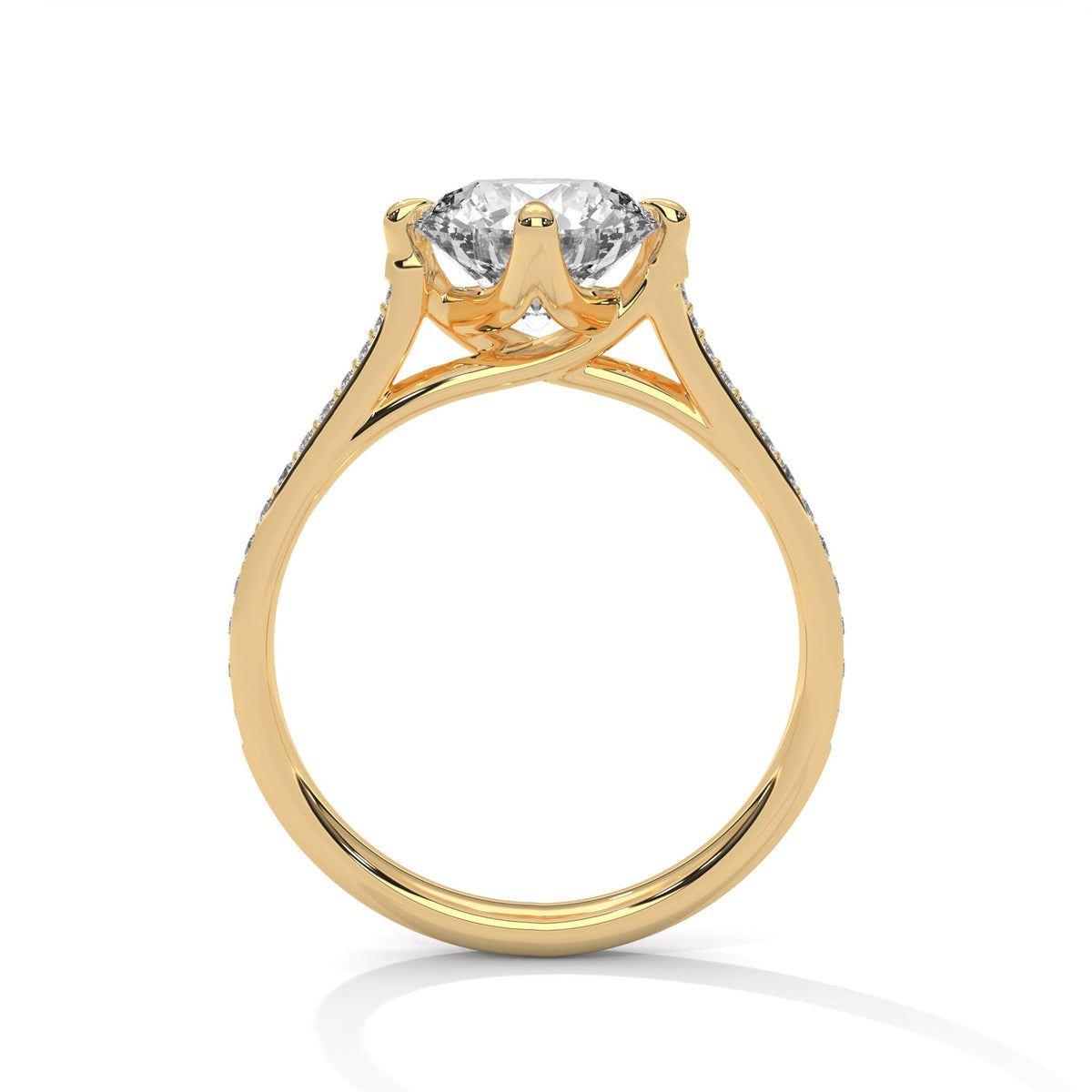 Round Pave Set Solitaire Ring