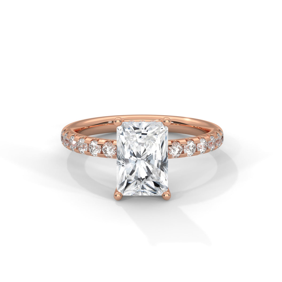 Radiant Hidden Halo Pave Set Solitaire Engagement
