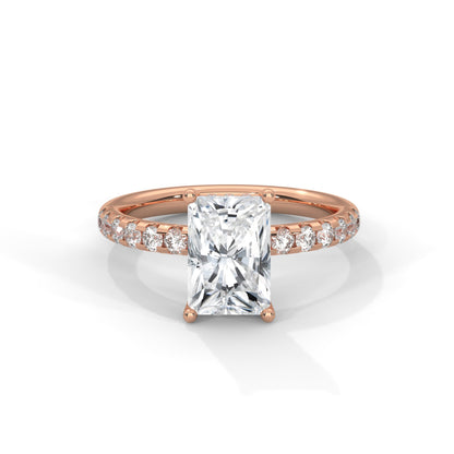 Radiant Hidden Halo Pave Set Solitaire Engagement