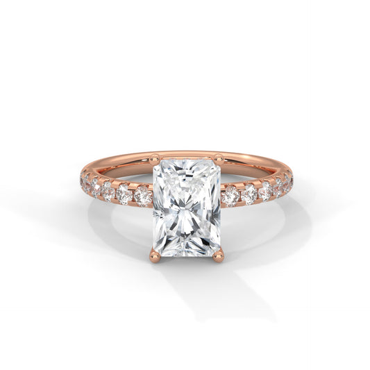 Radiant Hidden Halo Pave Set Solitaire Engagement