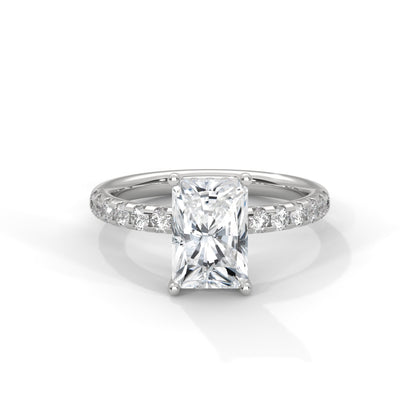 Radiant Hidden Halo Pave Set Solitaire Engagement