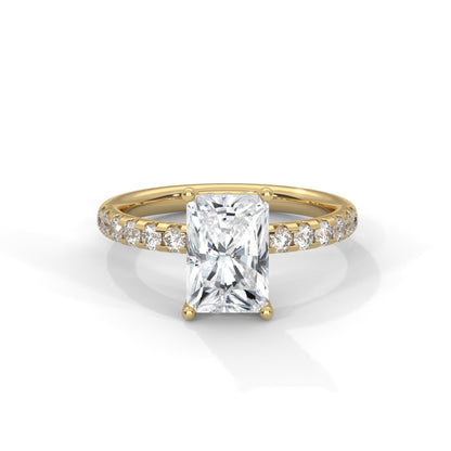 Radiant Hidden Halo Pave Set Solitaire Engagement