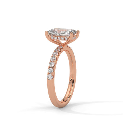 Radiant Hidden Halo Pave Set Solitaire Engagement