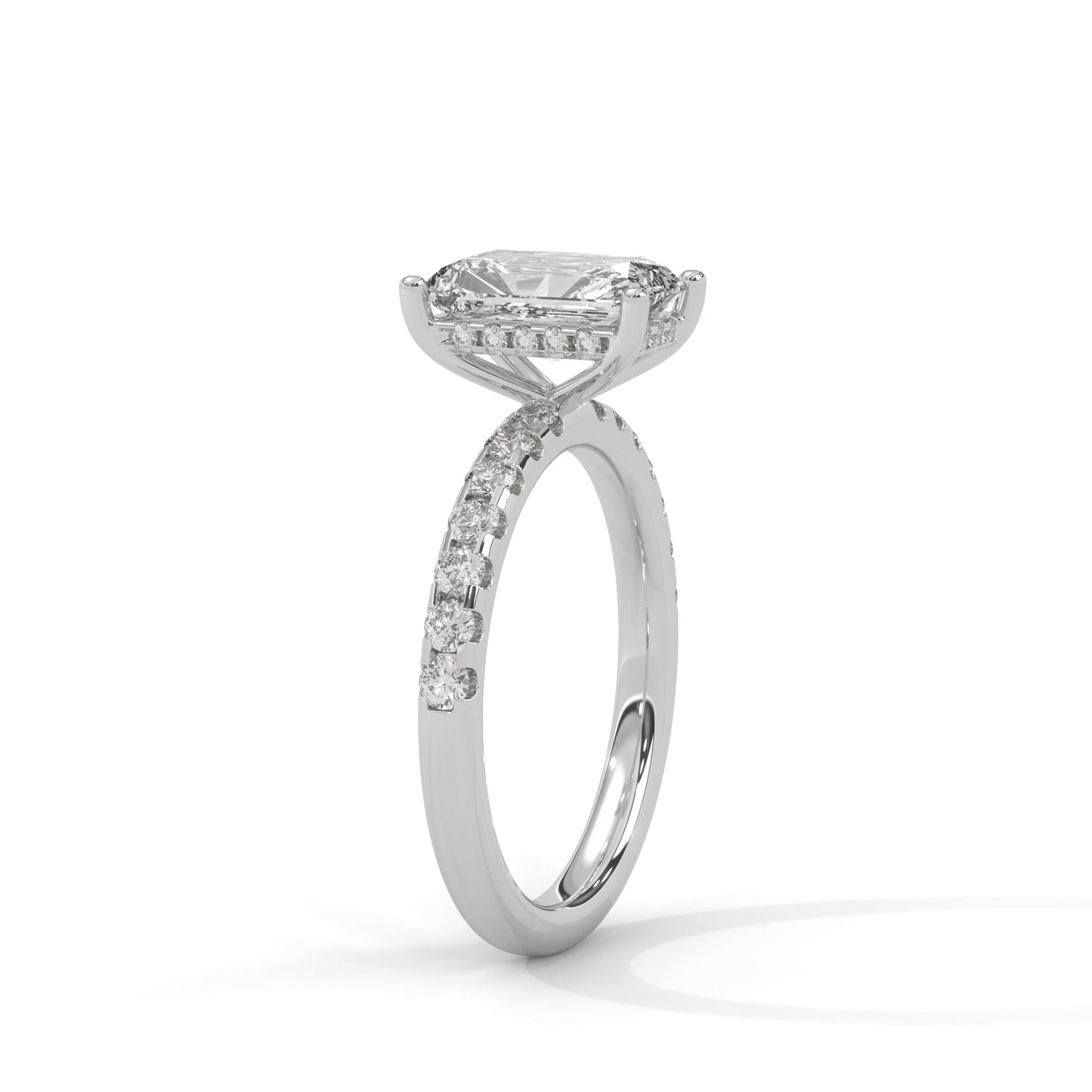 Radiant Hidden Halo Pave Set Solitaire Engagement
