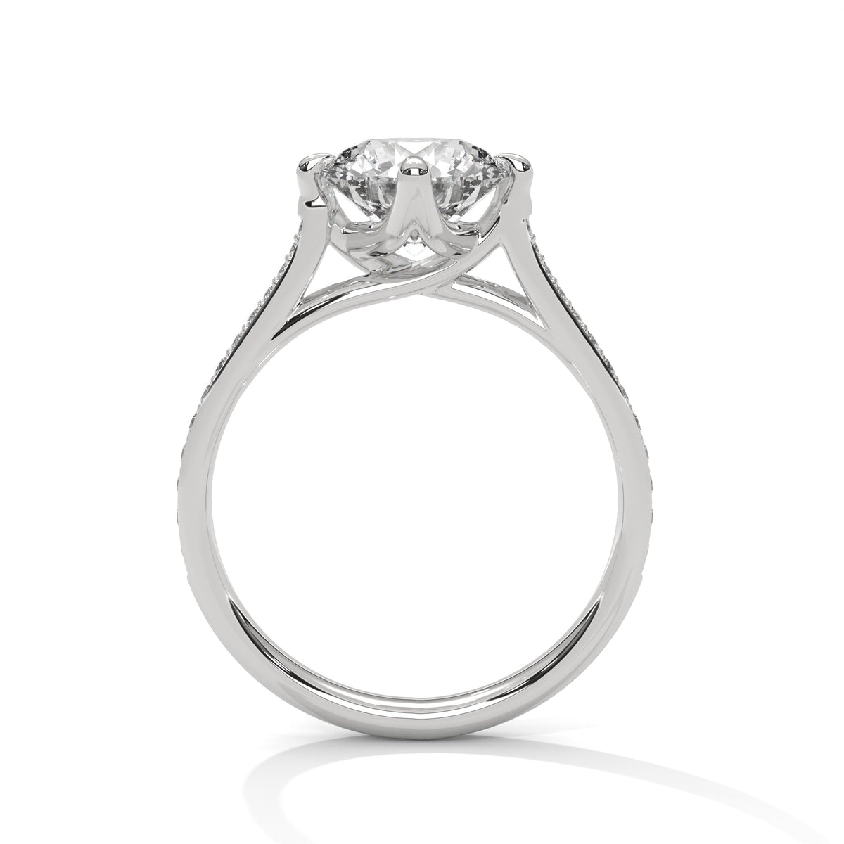 Round Pave Set Solitaire Ring