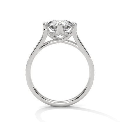 Round Pave Set Solitaire Ring