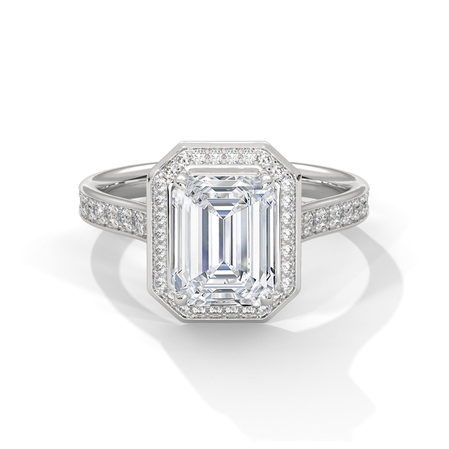 Halo Emerald Solitaire Ring