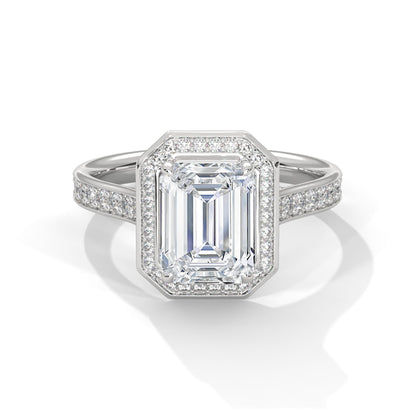 Halo Emerald Solitaire Ring