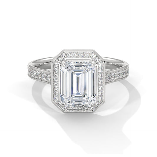 Halo Emerald Solitaire Ring