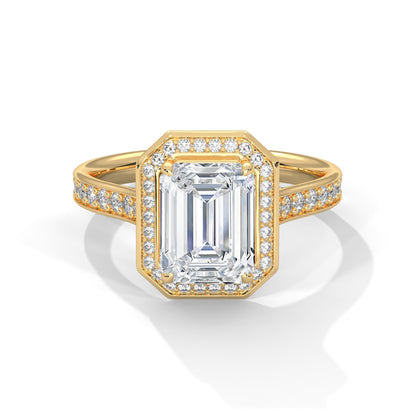 Halo Emerald Solitaire Ring