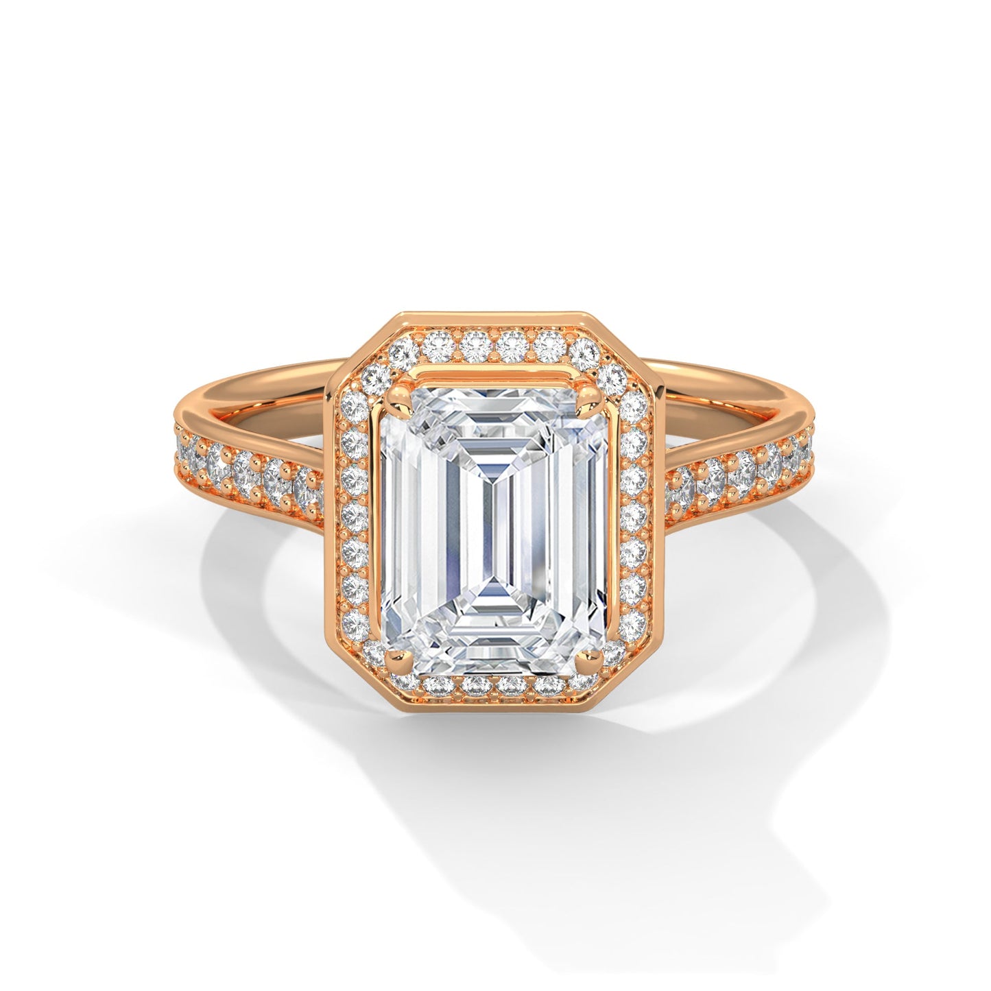 Halo Emerald Solitaire Ring