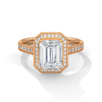 Halo Emerald Solitaire Ring