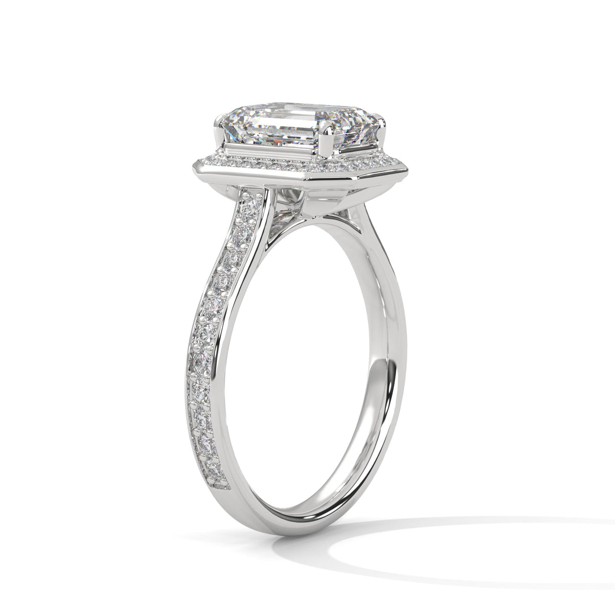 Halo Emerald Solitaire Ring