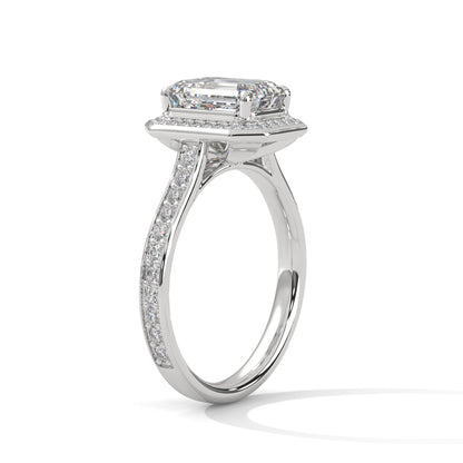 Halo Emerald Solitaire Ring