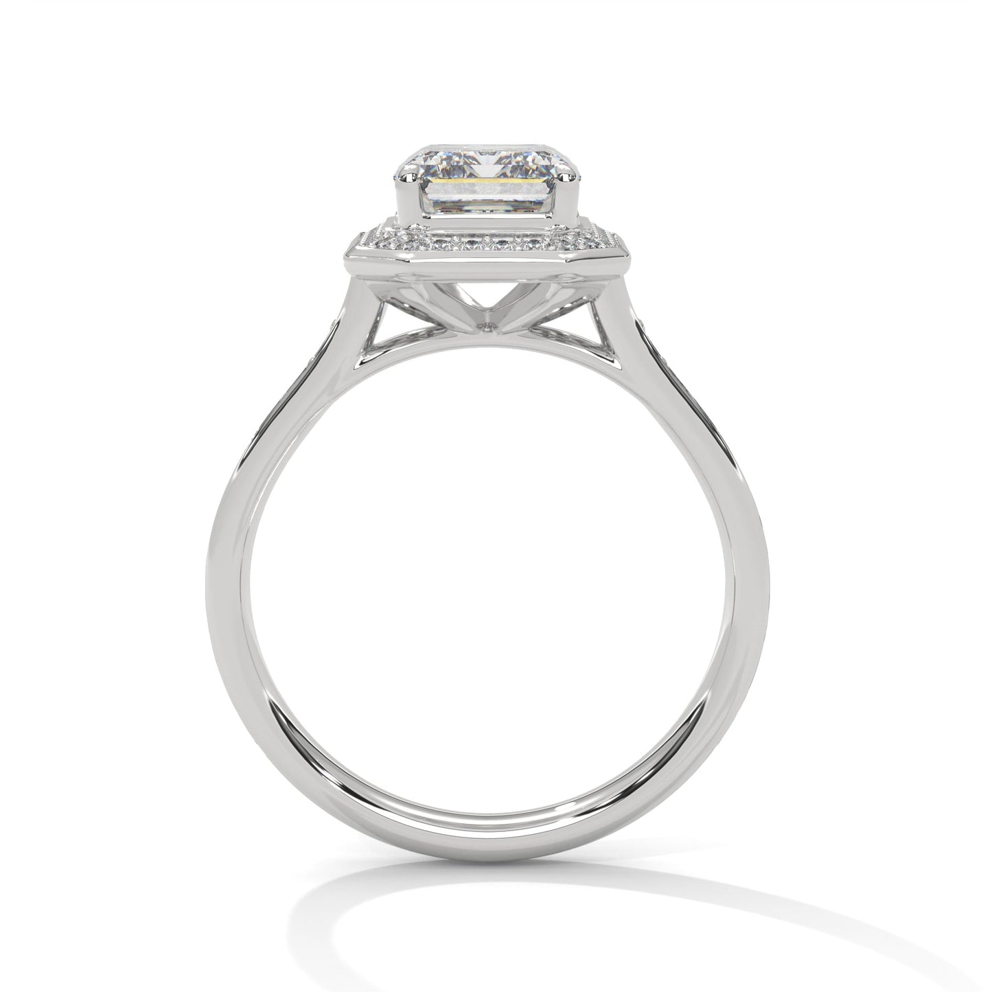 Halo Emerald Solitaire Ring