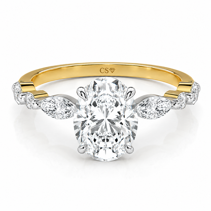 Oval Marquise Shoulder Solitaire Ring