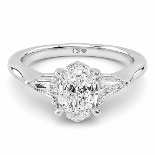Oval Bullet Solitaire Ring