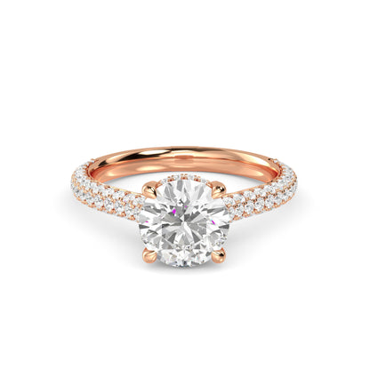 Round Hidden Halo Pave Set Solitaire Ring