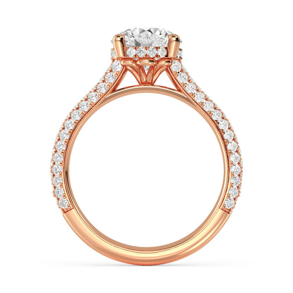 Round Hidden Halo Pave Set Solitaire Ring